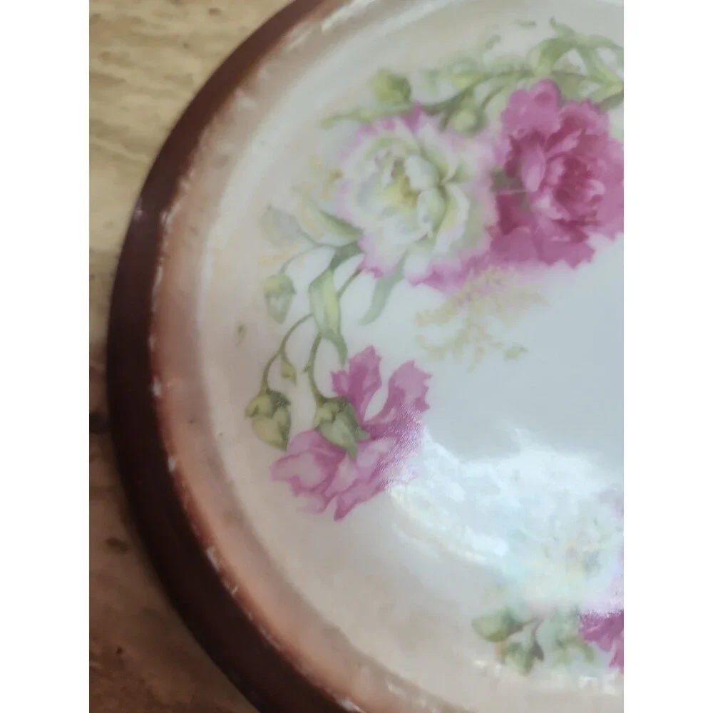 Antique  Floral Porcelain Trivet 6